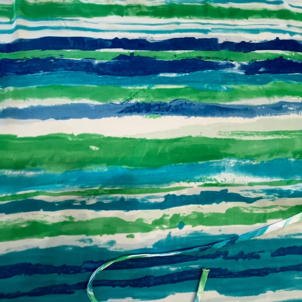 Lauren Ralph Lauren Blue & Green Watercolor Stripe Top Size XL - Picture 6 of 9